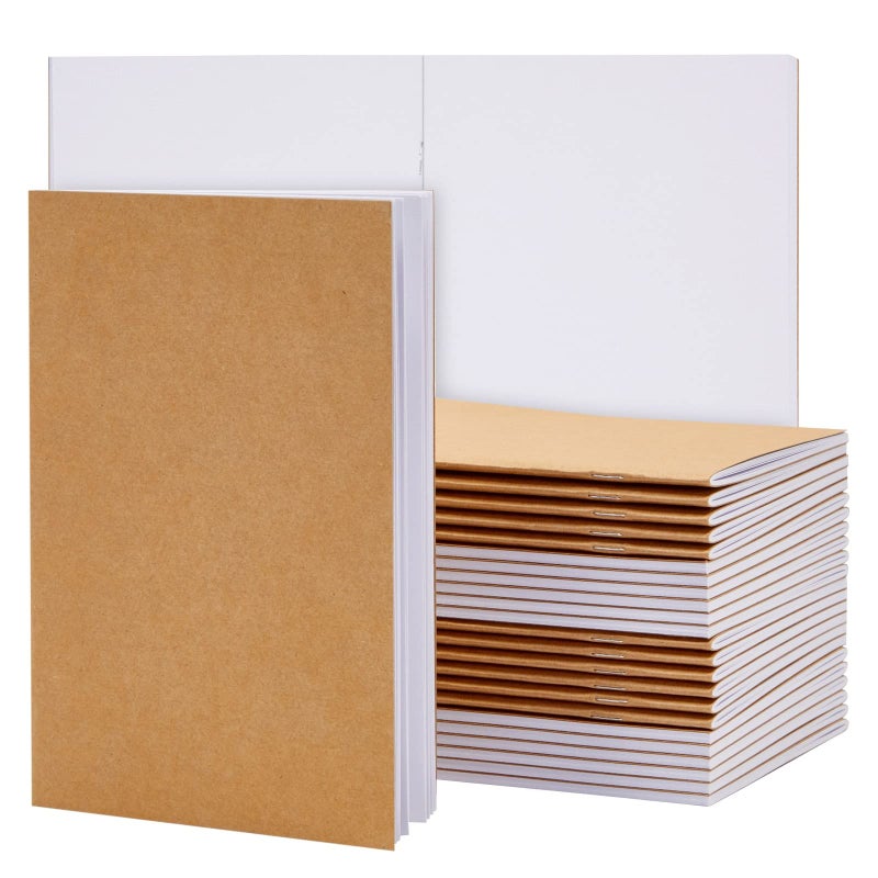 Paper Junkie Journaling Notebooks - 5.5 x 8.5 in, Kraft Brown, Pack of 24 - Unlined Journals & Pocket Notepads for Sketching, Writing & Travel - Bulk Notebook Set for Kids & Students - Image 1